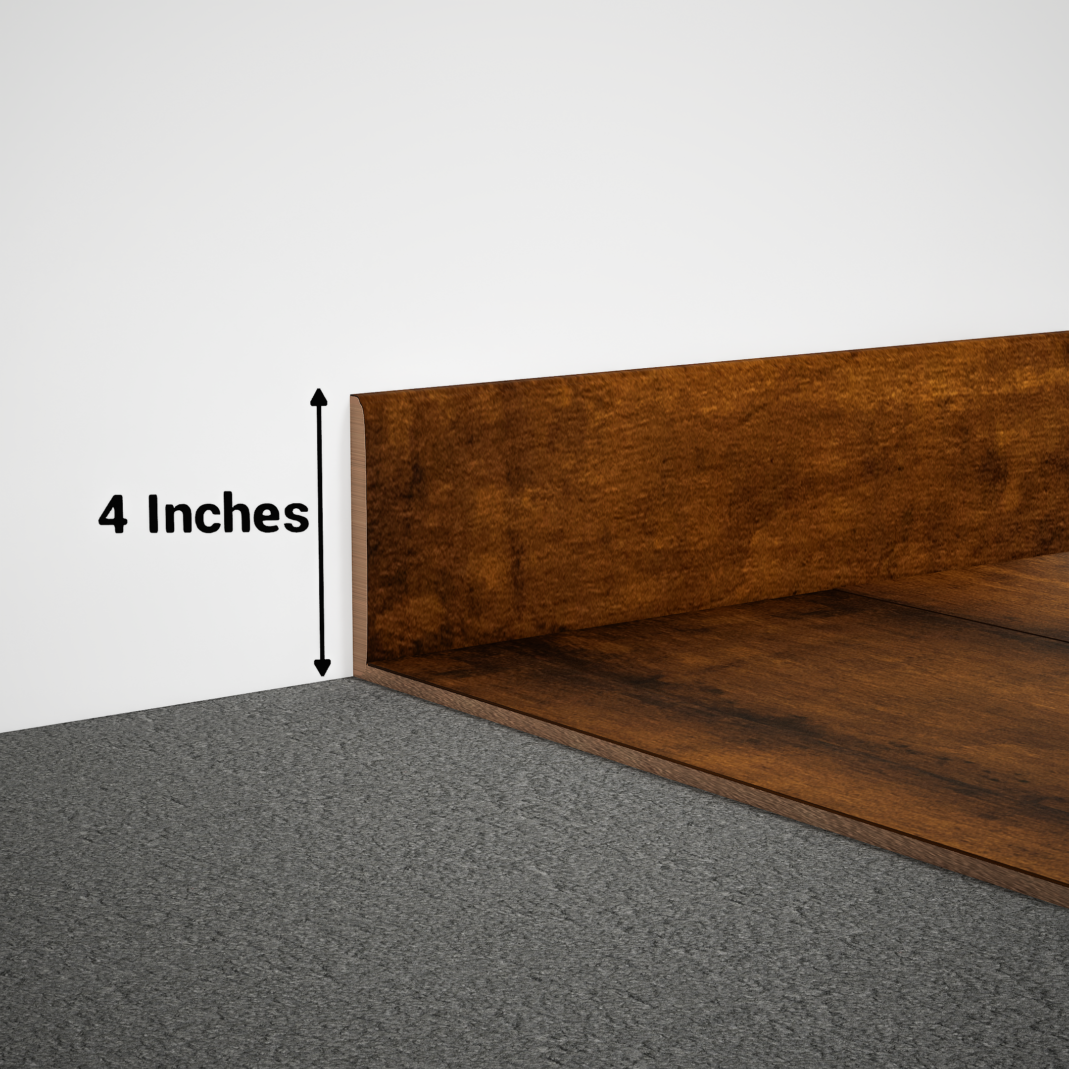 A close-up of a MDF Skirting Edge Flow PM 00377 G | 8 ft x 4 Inch | Compatible for Laminate Wood Floor LF 00280 available at Material Depot in Bangalore