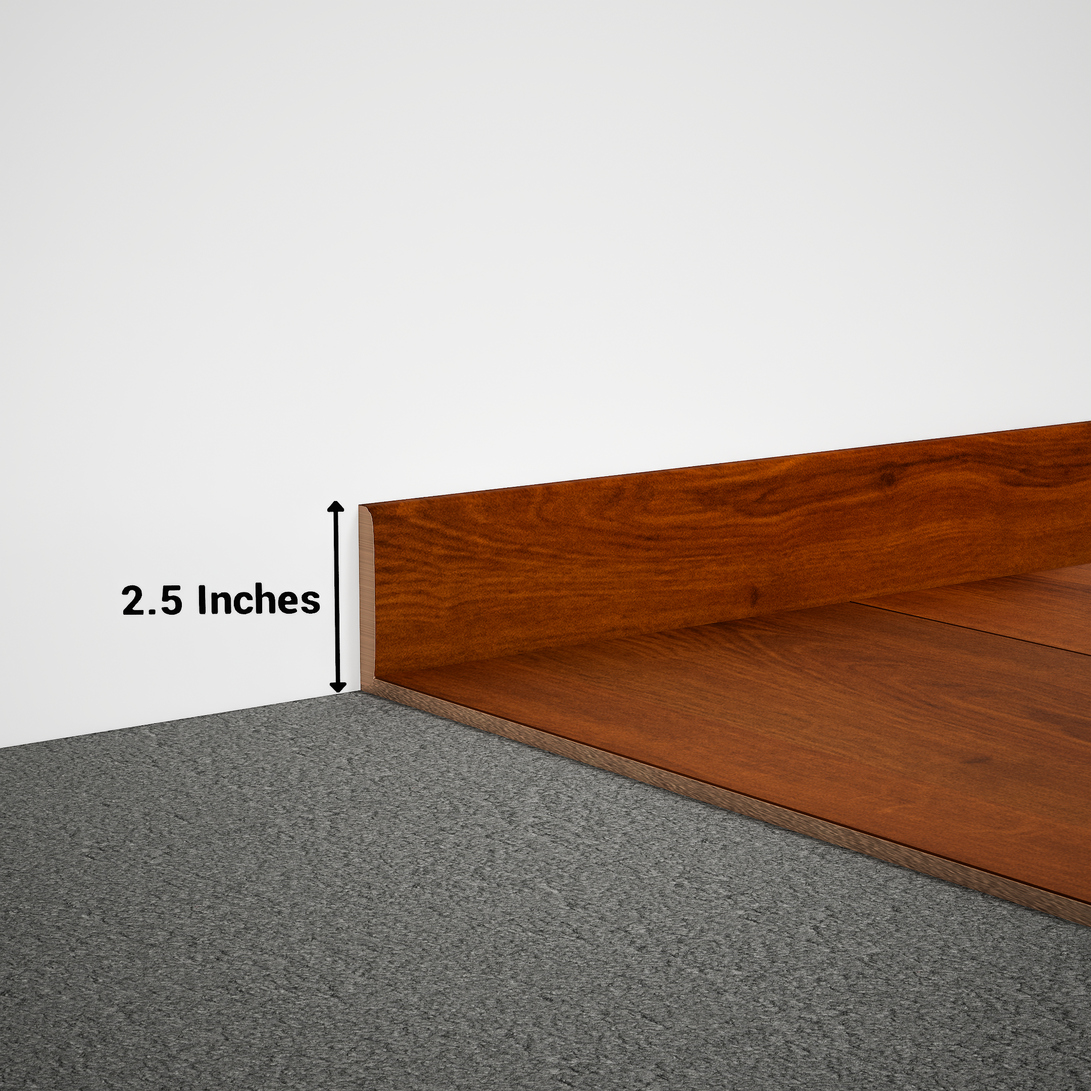 A close-up of a MDF Skirting Aqua Lock PM 00403 D | 8 ft x 2.5 Inch | Compatible for Laminate Wood Floor LF 00286 available at Material Depot in Bangalore