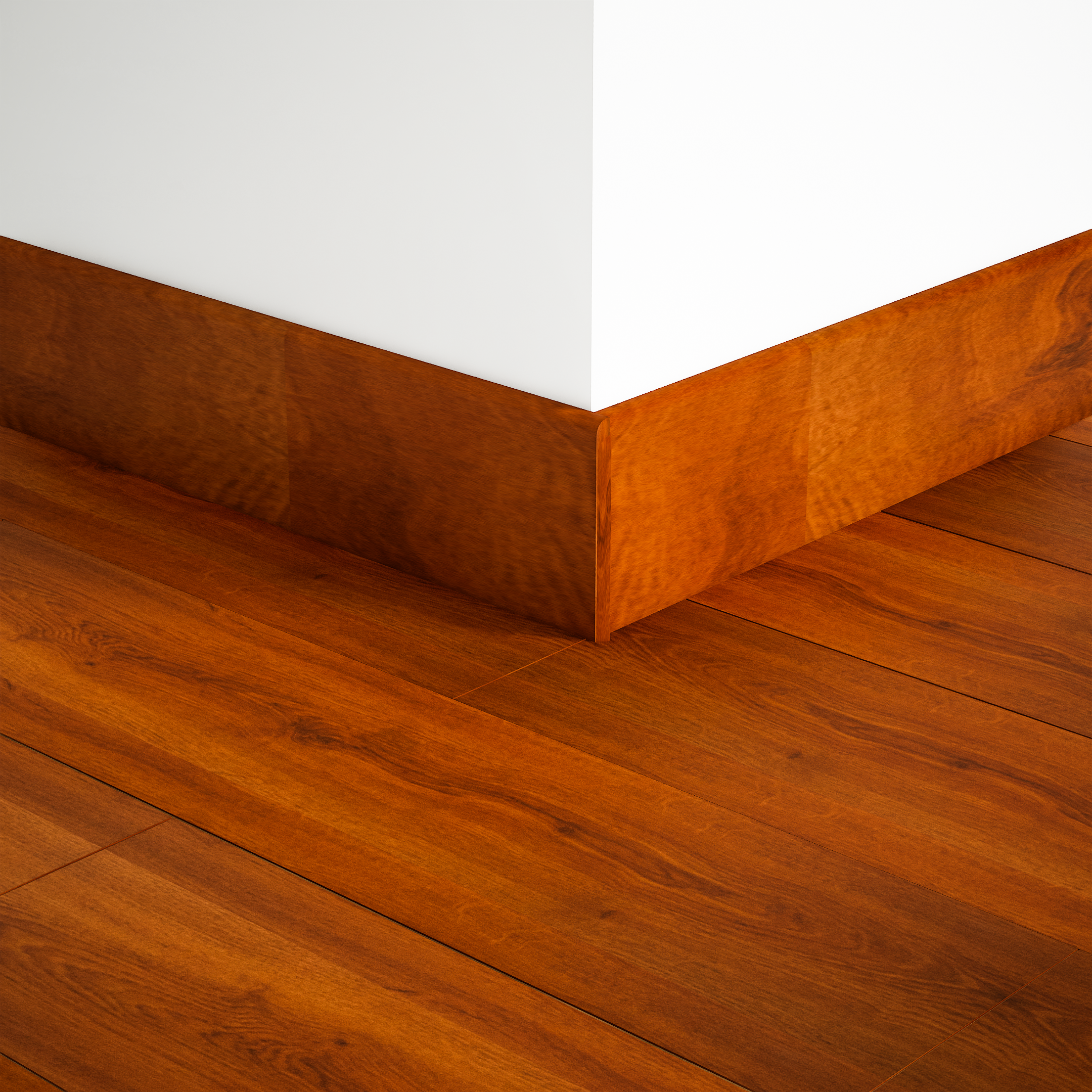 A close-up of a MDF Skirting Aqua Lock PM 00403 D | 8 ft x 2.5 Inch | Compatible for Laminate Wood Floor LF 00286 available at Material Depot in Bangalore