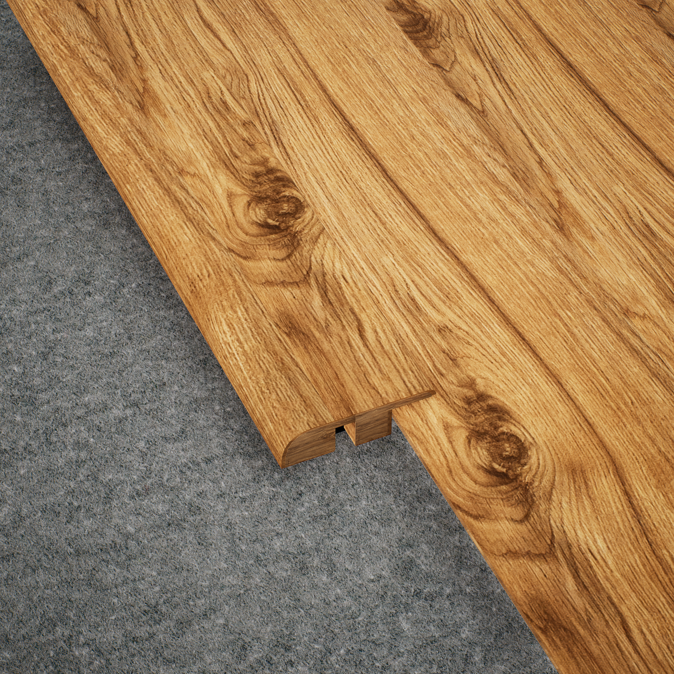 A close-up of a MDF Reducer R Profile Aqua Lock PM 00405 H | 8 ft x 12 mm x 12 mm | Compatible for Laminate Wood Floor LF 00288 available at Material Depot in Bangalore