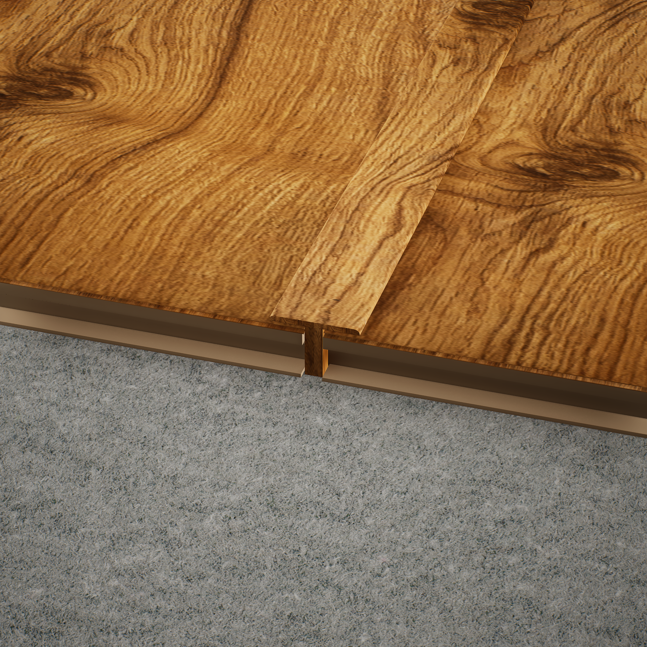 A close-up of a MDF T Profile Aqua Lock PM 00405 O | 8 ft x 18 mm x 12 mm | Compatible for Laminate Wood Floor LF 00288 available at Material Depot in Bangalore