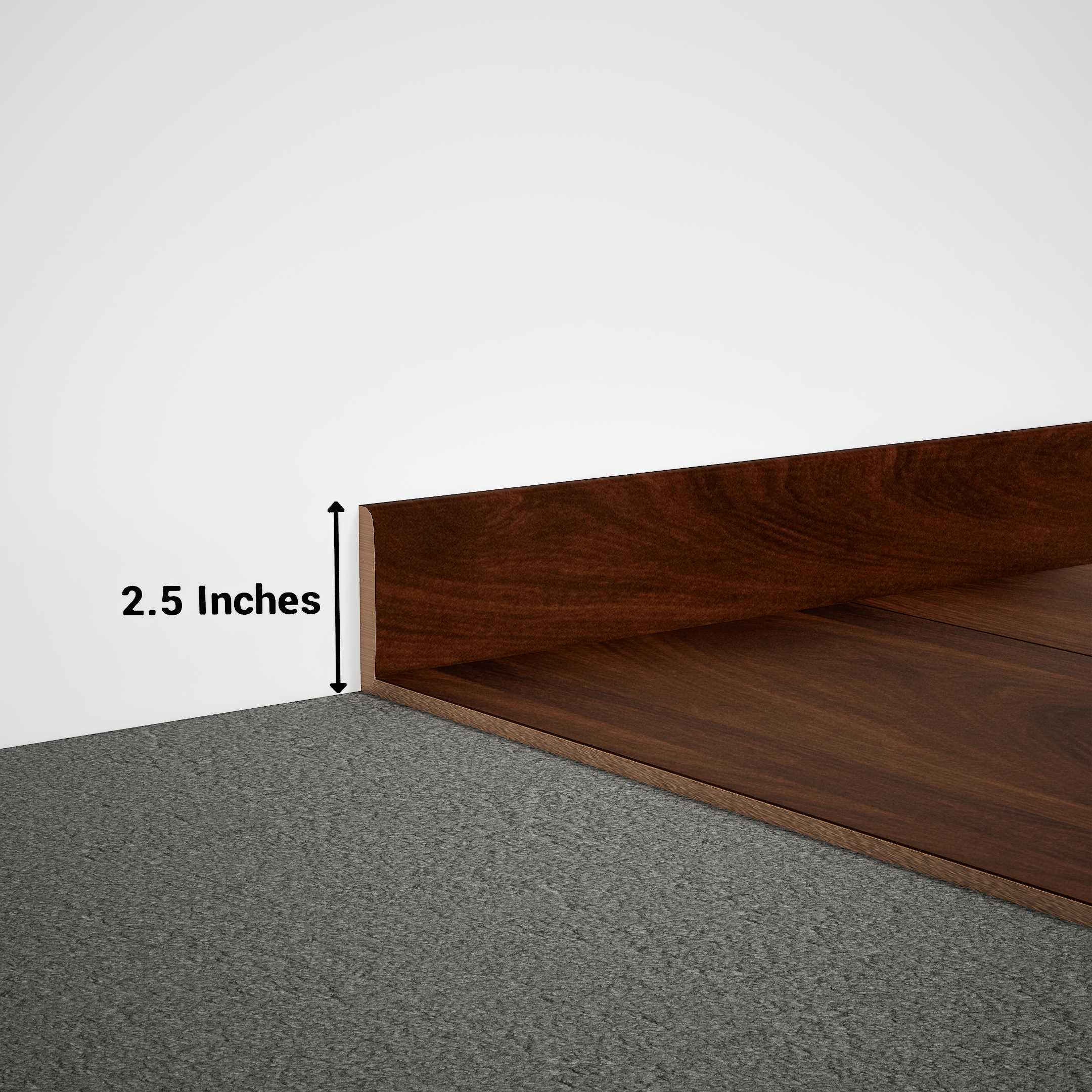 A close-up of a MDF Skirting Aqua Lock PM 00407 D | 8 ft x 2.5 Inch | Compatible for Laminate Wood Floor LF 00290 available at Material Depot in Bangalore