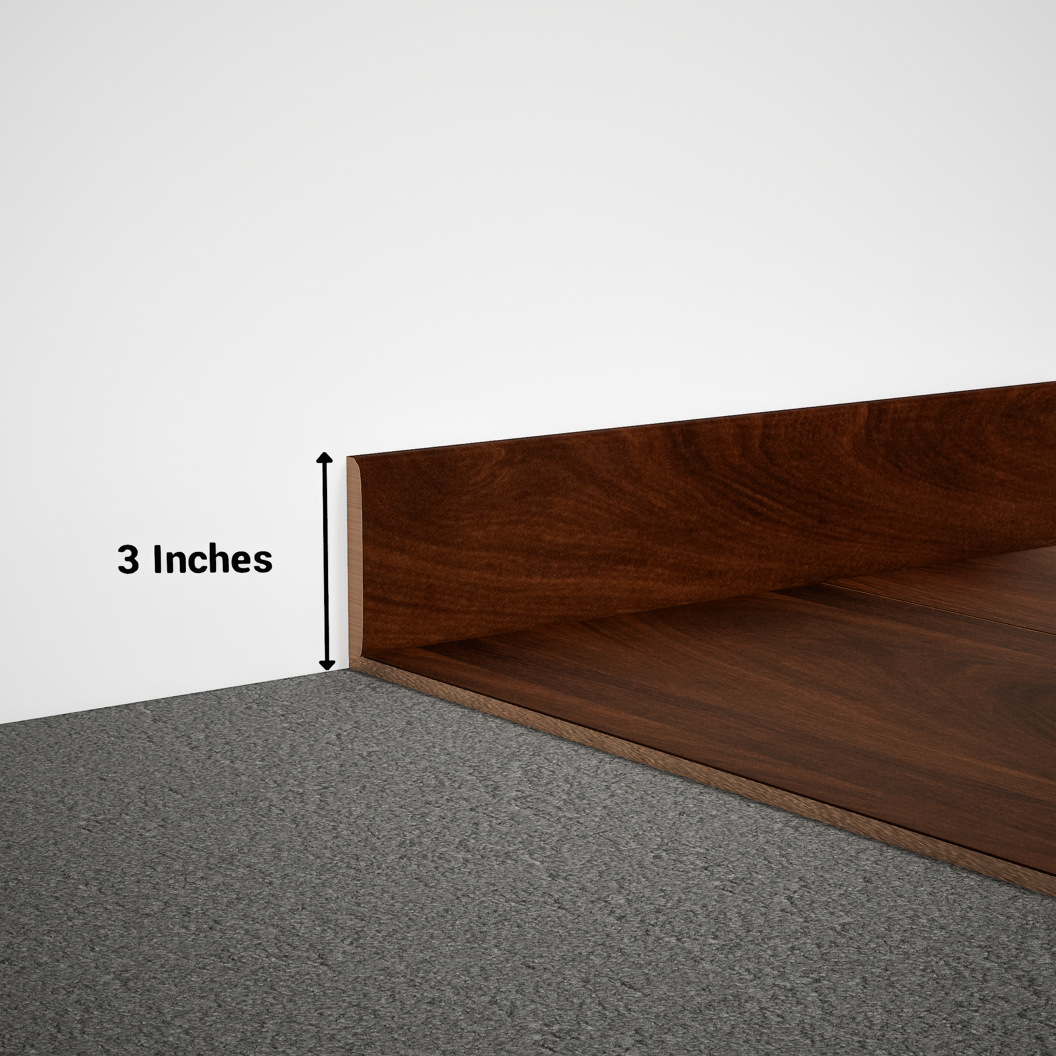 A close-up of a MDF Skirting Aqua Lock PM 00407 E | 8 ft x 3 Inch | Compatible for Laminate Wood Floor LF 00290 available at Material Depot in Bangalore