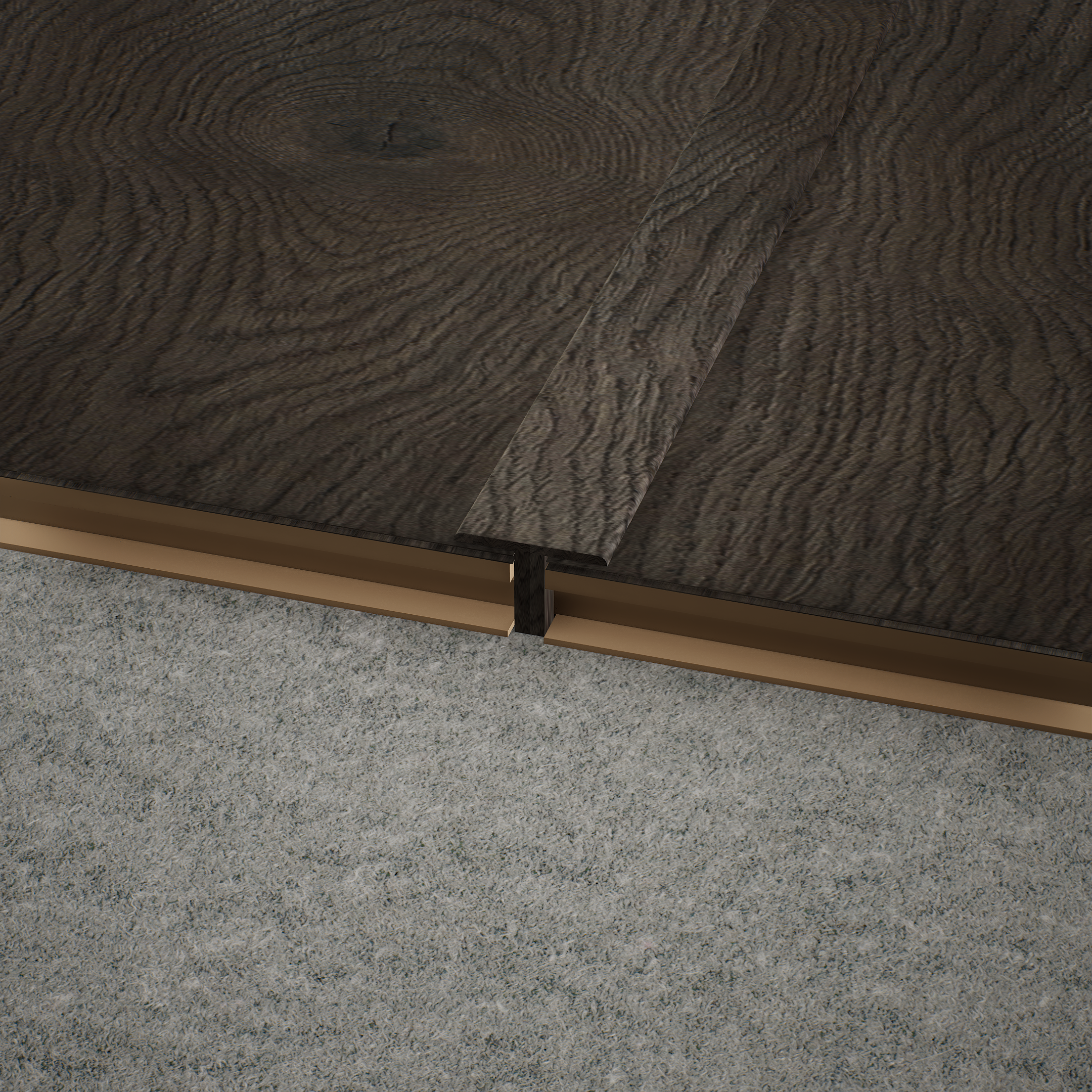 A close-up of a MDF T Profile Aqua Lock PM 00408 N | 8 ft x 16 mm x 12 mm | Compatible for Laminate Wood Floor LF 00291 available at Material Depot in Bangalore