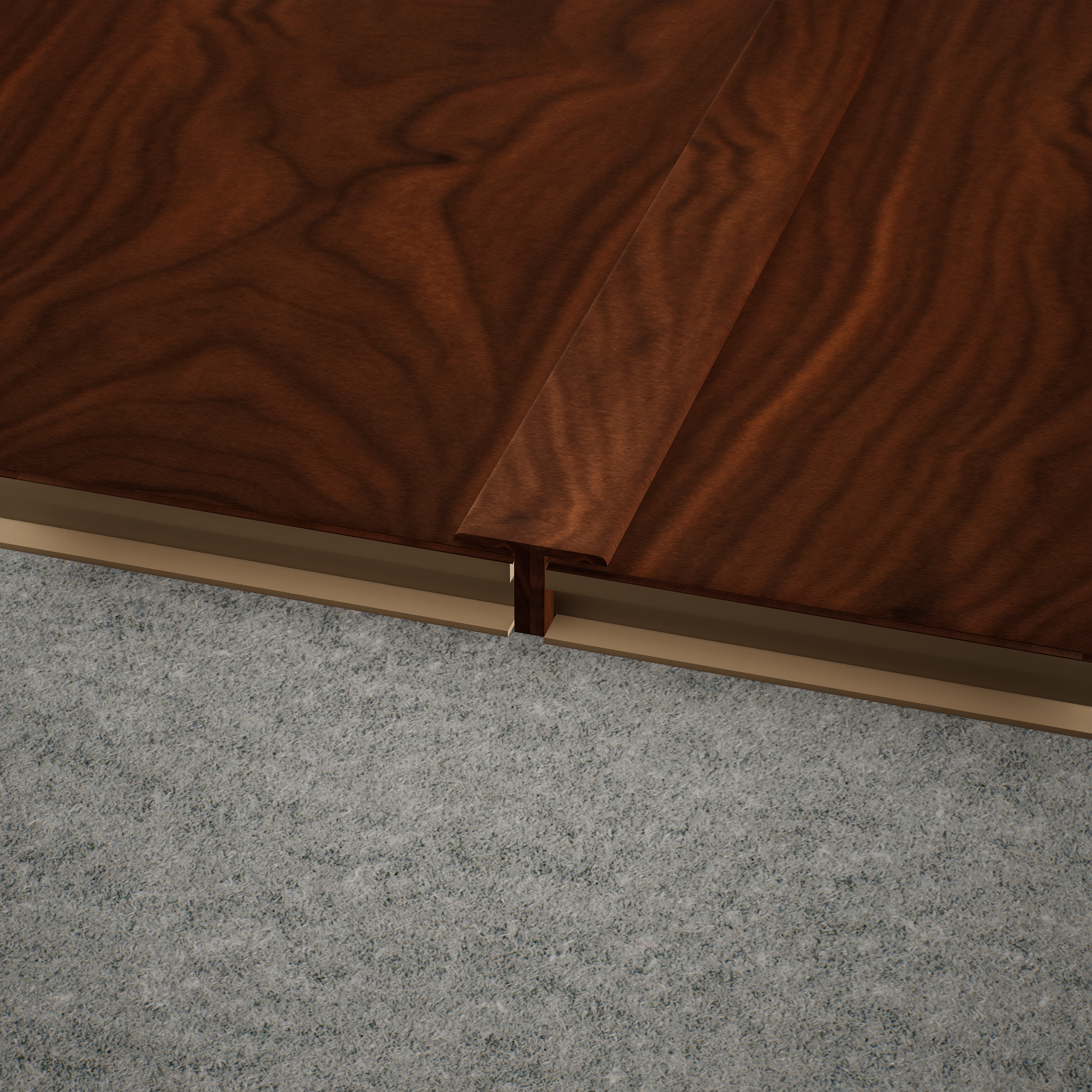 A close-up of a MDF T Profile Aqua Lock PM 00409 O | 8 ft x 18 mm x 12 mm | Compatible for Laminate Wood Floor LF 00292 available at Material Depot in Bangalore