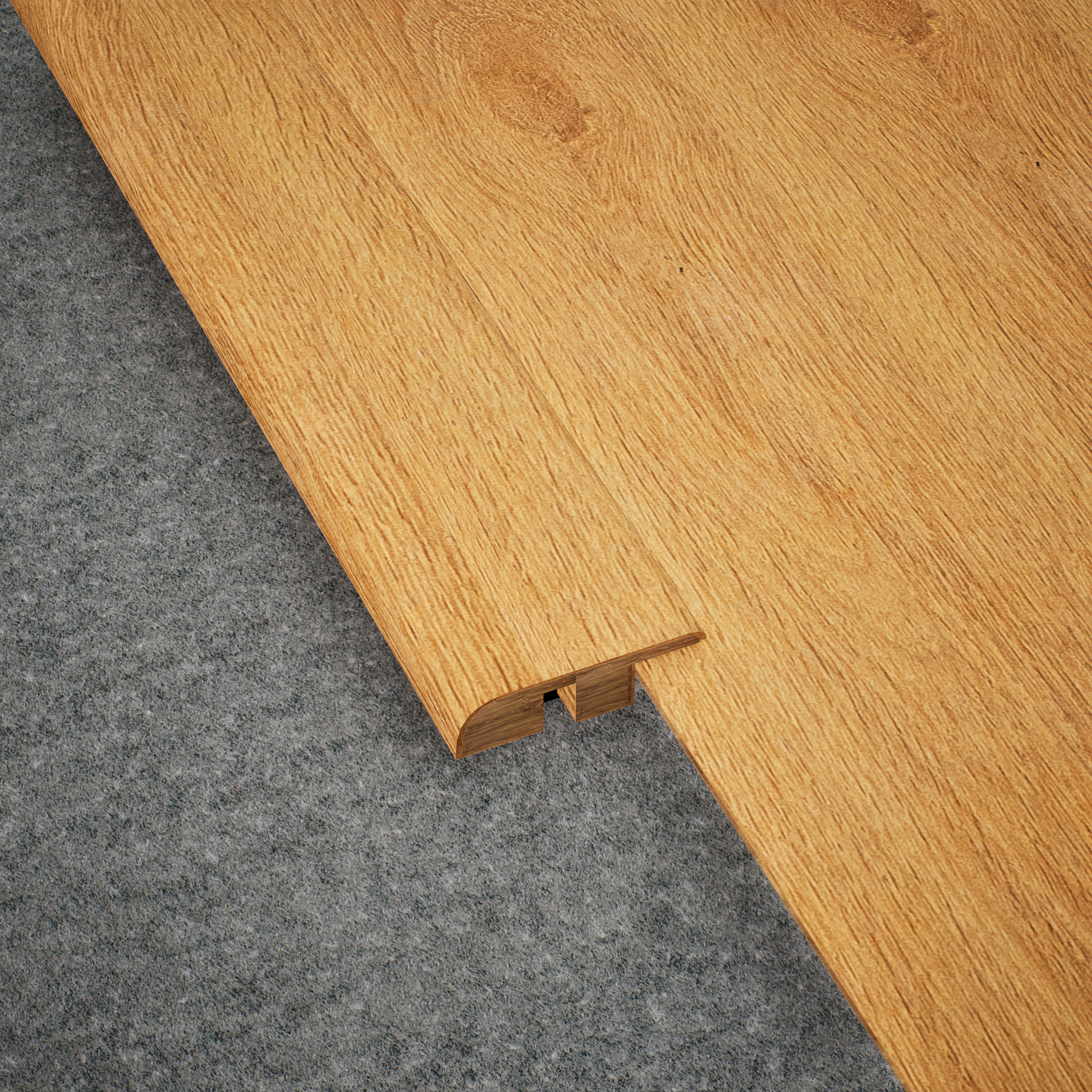 A close-up of a MDF Reducer R Profile Herringbone PM 00398 L | 8 ft x 25 mm x 12 mm | Compatible for Laminate Wood Floor LF 00298 available at Material Depot in Bangalore