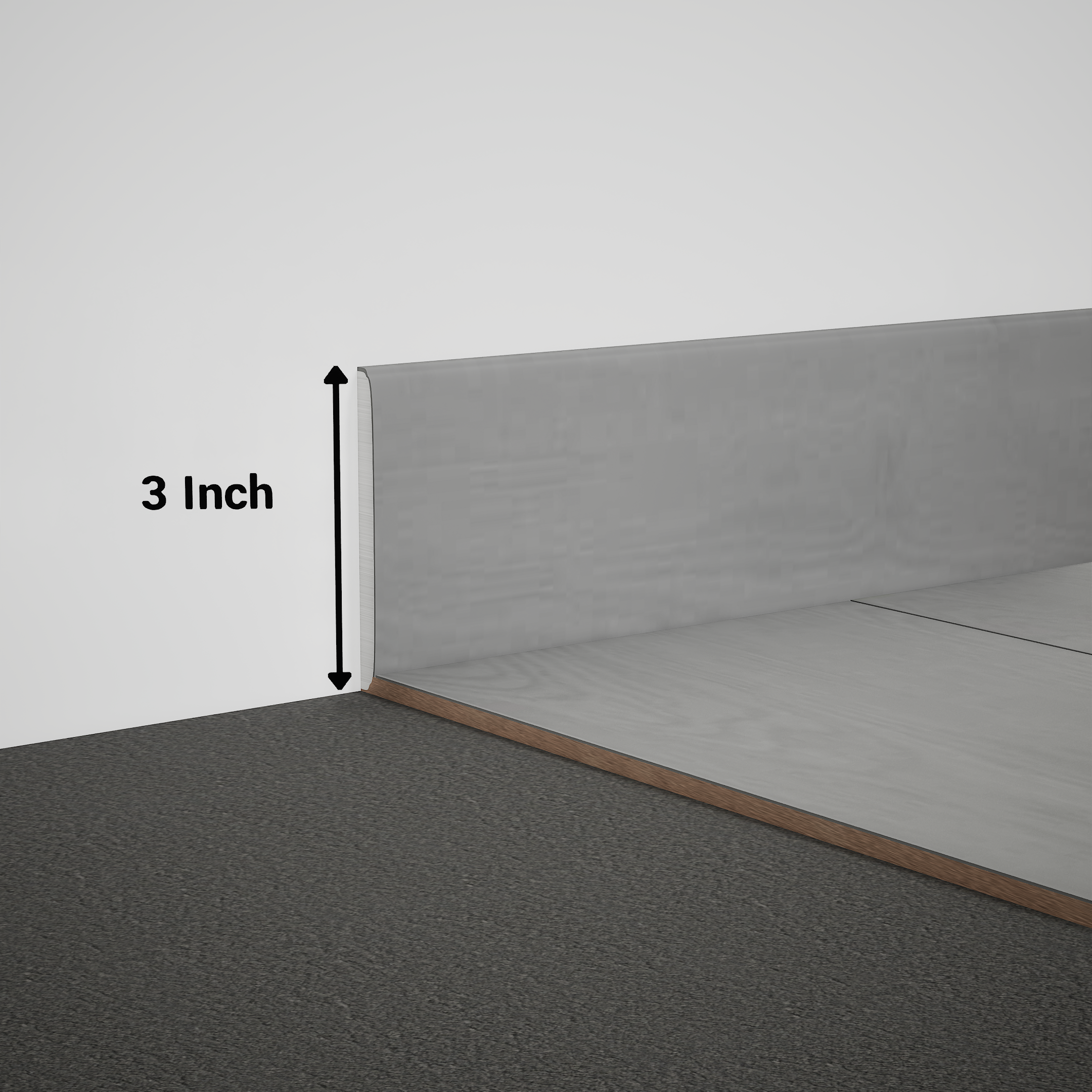 A close-up of a MDF Skirting Timberline TF 00153 C | 8 ft x 3 Inch x 12 mm Compatible for SPC Flooring SP 00077 available at Material Depot in Bangalore