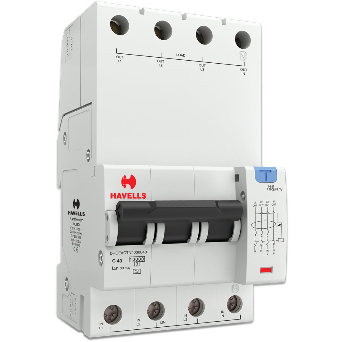 Tpn Rcbo RCBO A Type TPN 4M 30 mA - 40 A Residual Current Operated Circuit ...