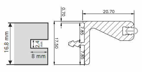 9307859 Edge Profile For Wall Cabinet - 3000 mm| Image 1