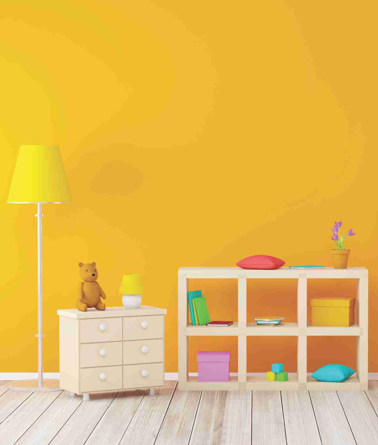 11020 SF Yellow Decorative Laminate of 1 mm applied on wardrobe with a Suede finish available for sale at Material Depot in Bangalore