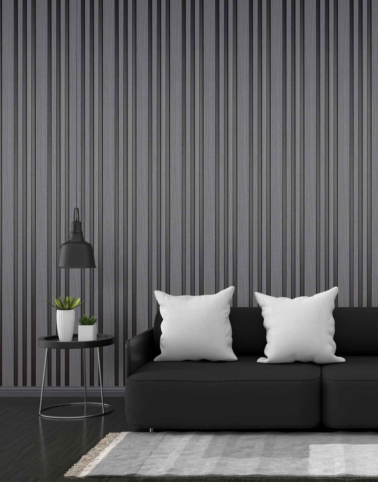 Pentone Wood Finish Grey Charcoal Louvers/Panels | 9.5 ft x 5.5 inch - 12 mm | PT 903 Panels  Grey| Image 3