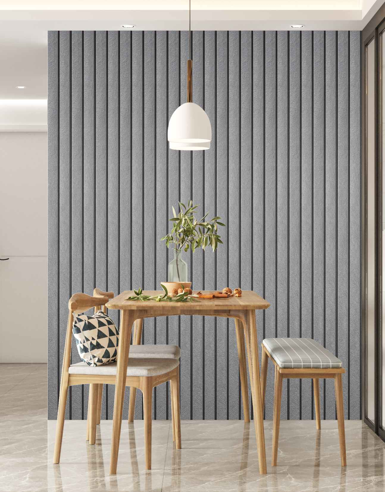 Pentone Stone Finish Grey Charcoal Louvers/Panels | 9.5 ft x 5.5 inch - 12 mm | PT 907 Panels  Grey| Image 3