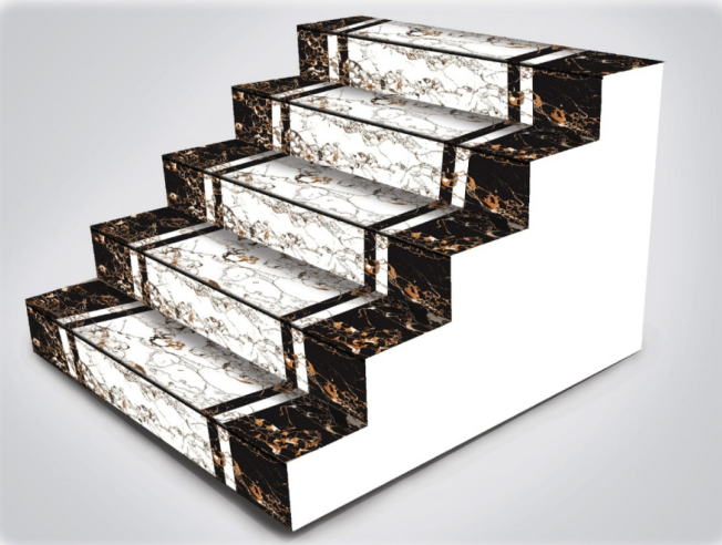 Golden Onyx Step Tile Matte Finish TL 02561 Vitrified Stair Tile - 9.5 mm | Set of Step (3x1 ft) and Riser (3 ft x 8 inch) | Image 03