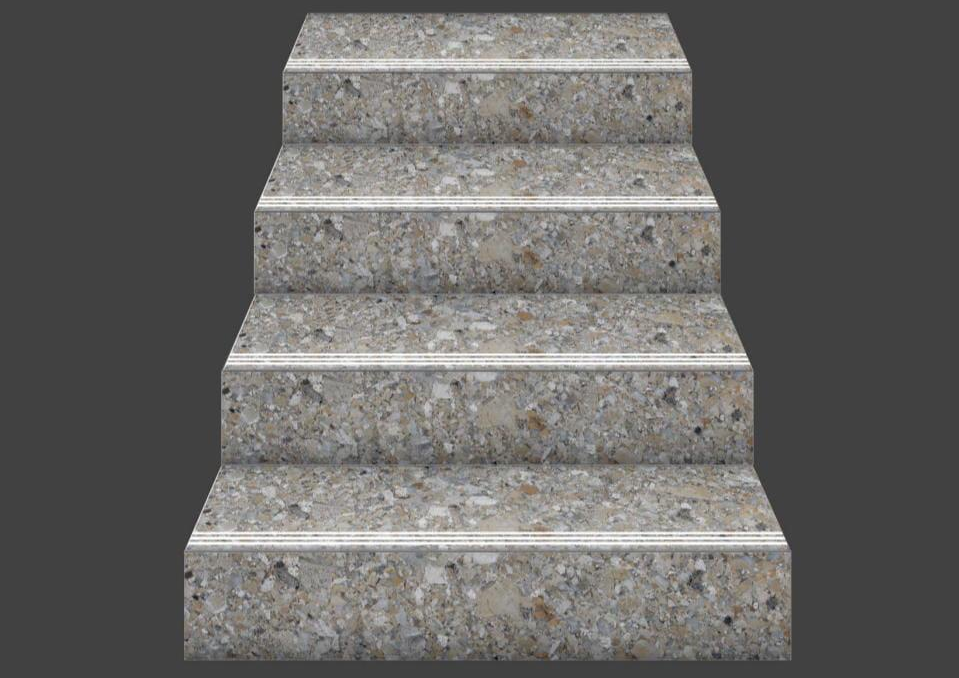 Terrazzo Charm Step Tile Matte Finish TL 02552 Vitrified Stair Tile - 9.5 mm | Set of Step (3x1 ft) and Riser (3 ft x 8 inch) | Image 03