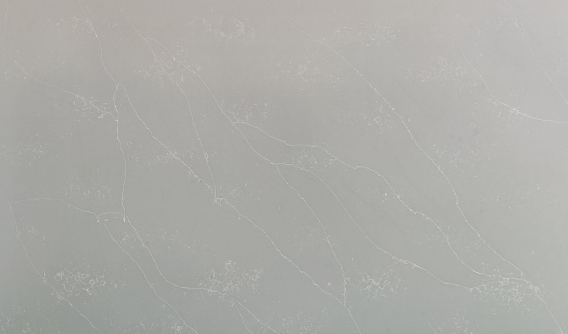 A close-up of aQR 00077 Opulence Series Calacatta Mystery Gray 3050 x 1450 mm Polished Finish Quartz - 20 mm (10 Years Warranty) available at Material Depot in Bangalore