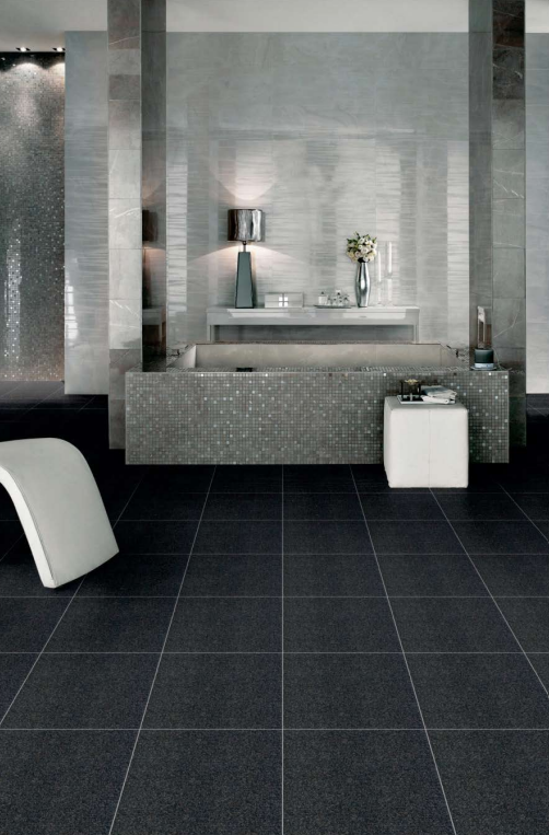 Plain Floor & Wall Tile TL 05446 D Jewel Coal Black 1 ft x 1 ft Ceramic Matte Finish - 7.5 mm | Suitable for Bathroom, Terrace & Balcony | Image 2