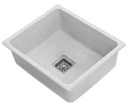 Quro White Granite Finish 457 x 606 x 215 mm (18"x24"x8.5") Single Bowl High Grade Premium Quartz Sink| Image 2