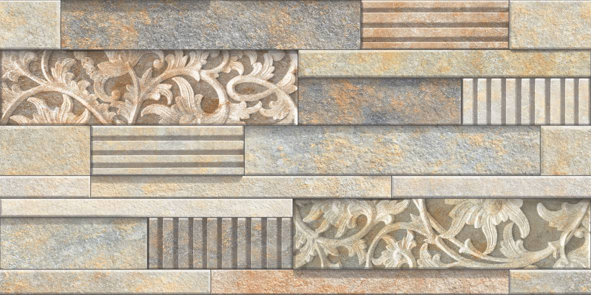 TL 01734 Brown & Beige 2 ft x 1 ft Matte Finish Ceramic Elevation Wall Tile - 10 mm | Image 01