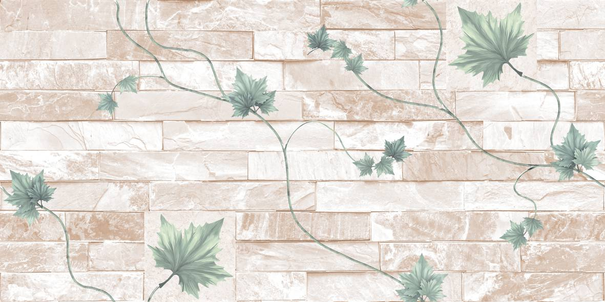 TL 01753 White & Green 2 ft x 1 ft Matte Finish Ceramic Elevation Wall Tile - 10 mm | Image 01