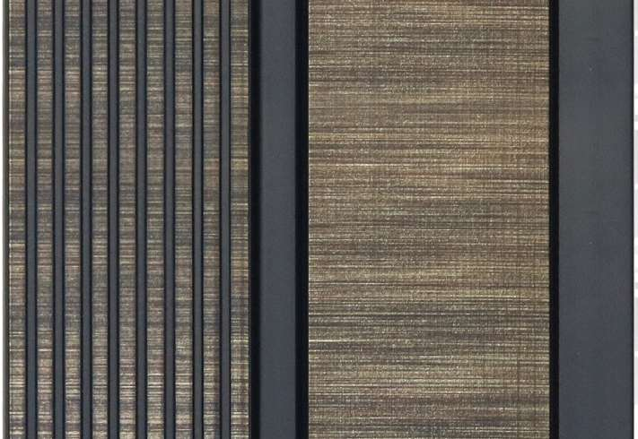 Fabric Finish Brown Charcoal Louvers | 9.5 ft x 4.8 inch - 12 mm | MRL 172| Image 1