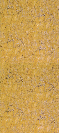 A close-up of a Gold Indus Gold with a Glossy finish Decorative Laminate available at Material Depot in Bangalore