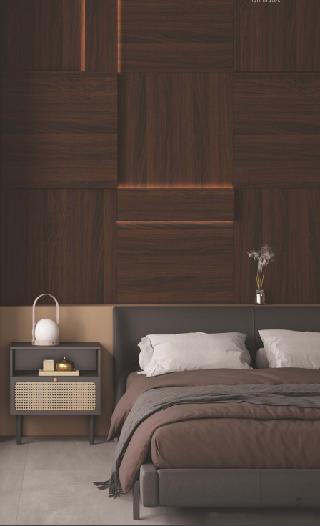 1 mm Brown LS 7064 Black Coffee Decorative Laminate applied on a wardrobe cabinate with Texture finish available for sale at Material Depot in Bangalore