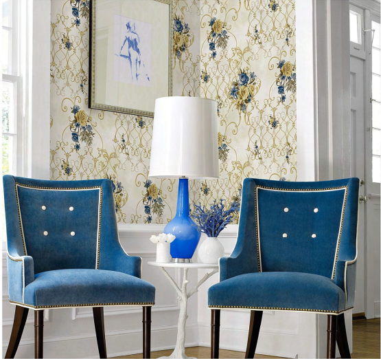 A close-up of aNV1014 | 10 Meter x 21 Inches Damask Look Wallpaper - 57.41 Sq. Ft.  available at Material Depot in Bangalore