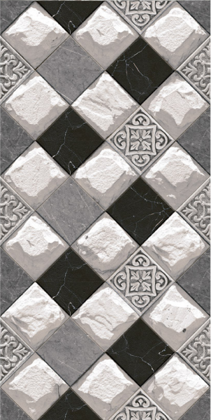TL 01559 Foggy Grey 12 x 18 Inch Sugar Finish Random High Depth Elevation Ceramic Wall Tile - 8 mm| Image 2