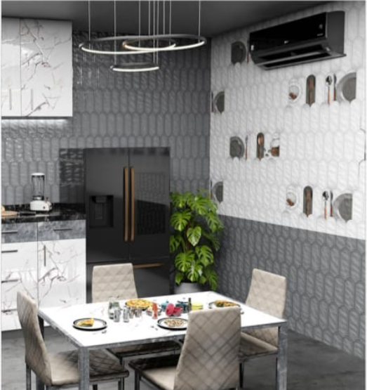 TL 00625 F Dark Graphite Grey 12 x 18 inch Glossy Finish 3D High Definition Digital Subway Ceramic Wall Tile - 6 mm| Image 2