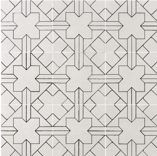 CFM2020006 Motif Series Stencil Black 200x200 mm GVT Vitrified Colour Tile - 9 mm| Image 1