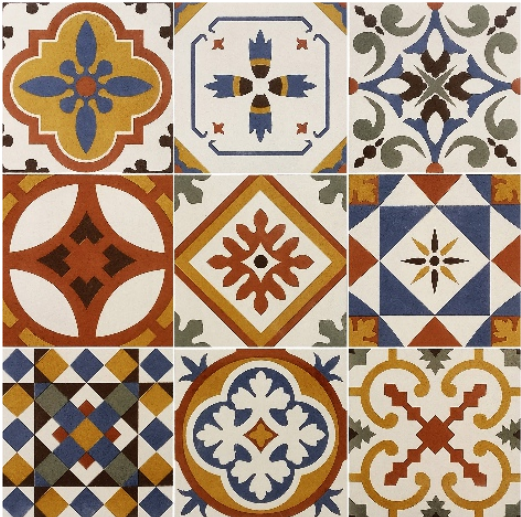 CFM2020011 Motif Series Feudal Mix 200x200 mm GVT Vitrified Colour Tile - 9 mm| Image 1
