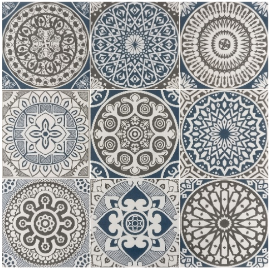 CFM2020018 Motif Series Iris Grigio 200x200 mm GVT Vitrified Colour Tile - 9 mm| Image 1