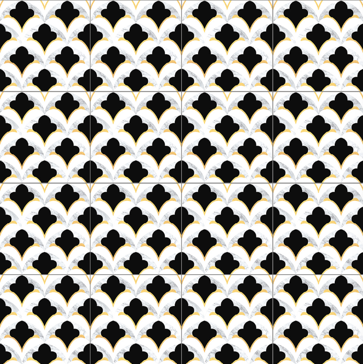 Moroccan Floor & Wall Tile TL 05059 Morissa Marbello Black Petal 1 ft x 1 ft Ceramic Matte Finish - 8 mm | Suitable for Living Room, Bedroom, Bathroom, Kitchen & Balcony | Image 2