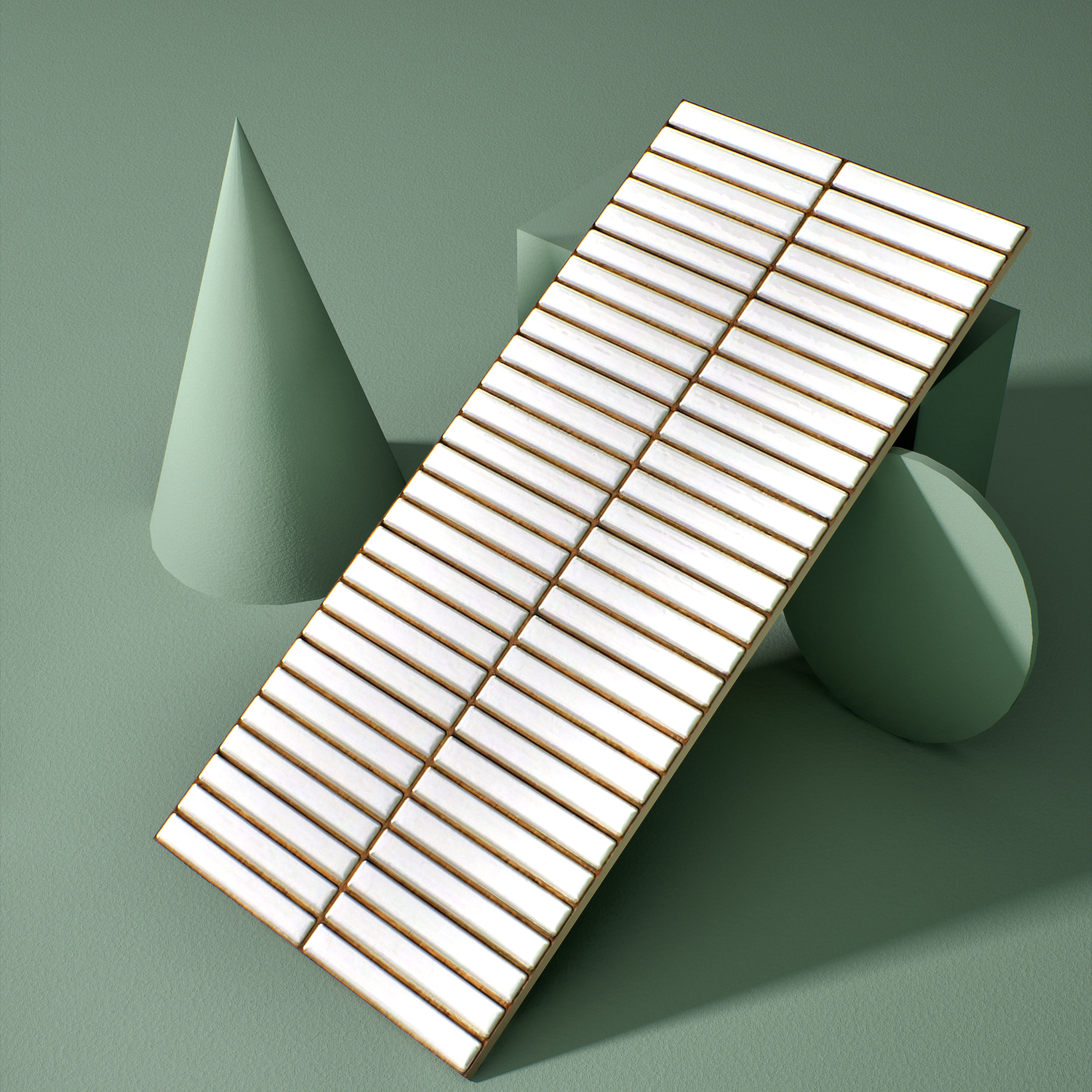 Faux Subway Wall Tile TL 05376 Miraq Kitkat Ice White 2 ft x 1 ft Ceramic Glossy Finish - 8 mm | Suitable For Kitchen, Bathroom Walls and Backsplashes | Image 3