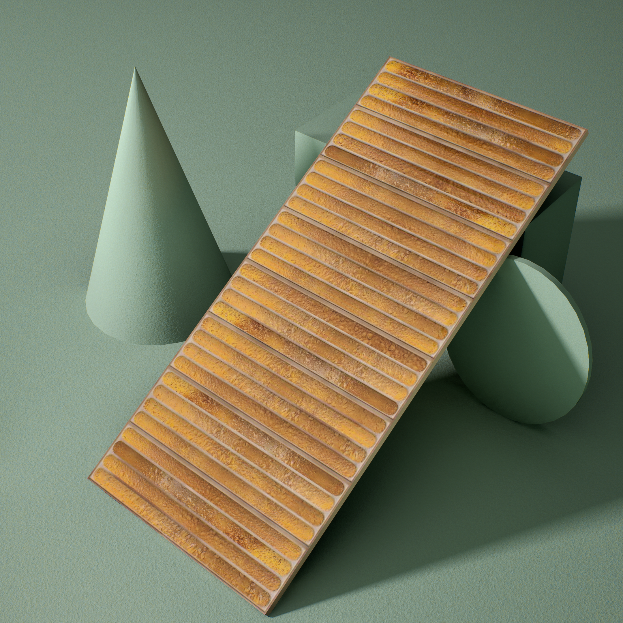 Faux Subway Wall Tile TL 05377 D Miraq Ripple Stripes Gold 2 ft x 1 ft Ceramic Glossy Finish - 8 mm | Suitable For Kitchen, Bathroom Walls and Backsplashes | Image 3