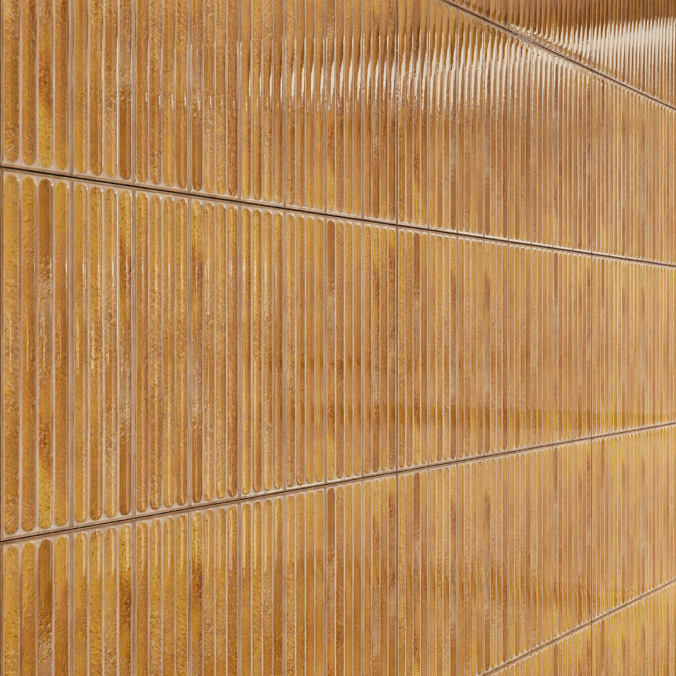 Faux Subway Wall Tile TL 05377 D Miraq Ripple Stripes Gold 2 ft x 1 ft Ceramic Glossy Finish - 8 mm | Suitable For Kitchen, Bathroom Walls and Backsplashes | Image 6