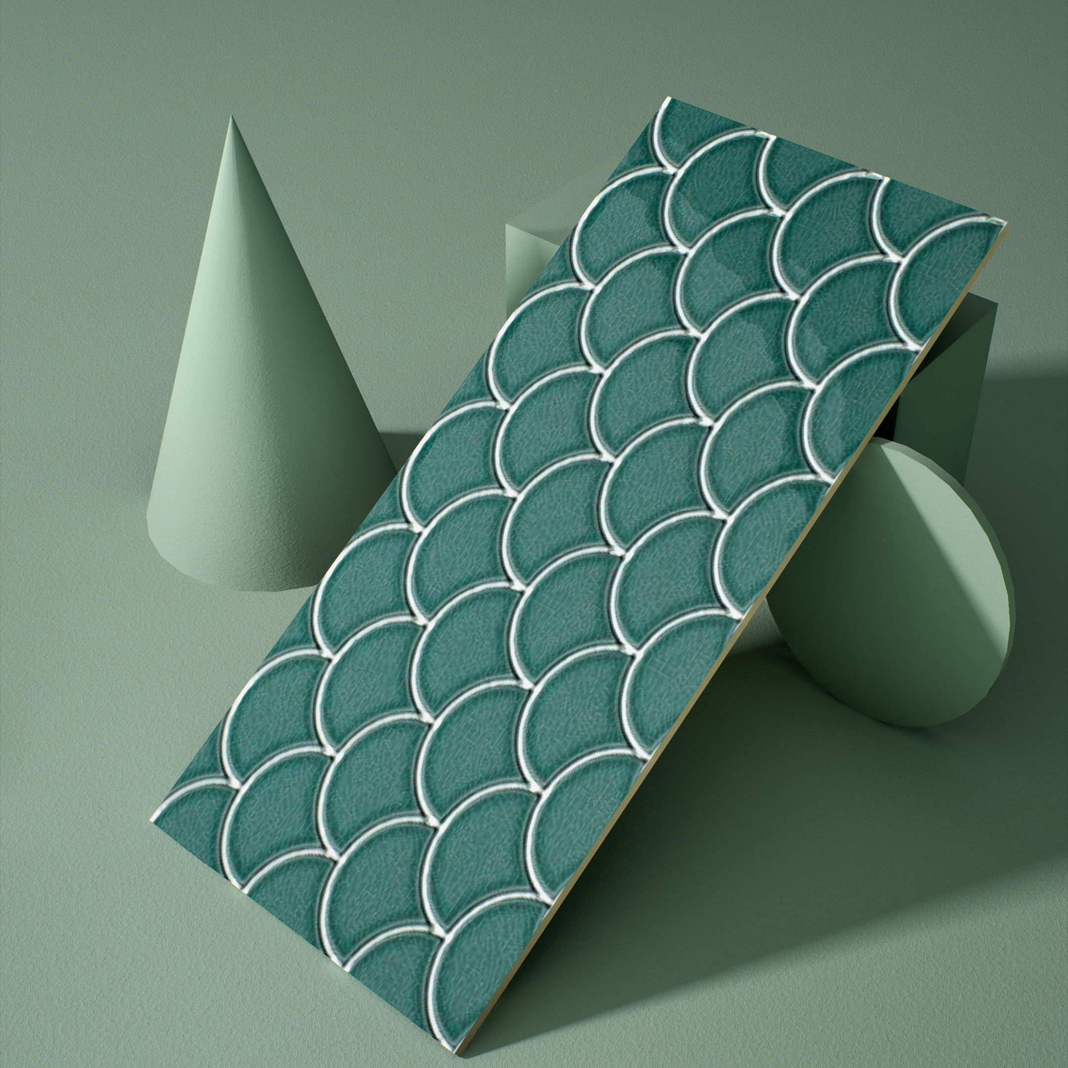 Faux Subway Wall Tile TL 05378 B Miraq Shellora Aqua 2 ft x 1 ft Ceramic Glossy Finish - 8 mm | Suitable For Kitchen, Bathroom Walls and Backsplashes | Image 3