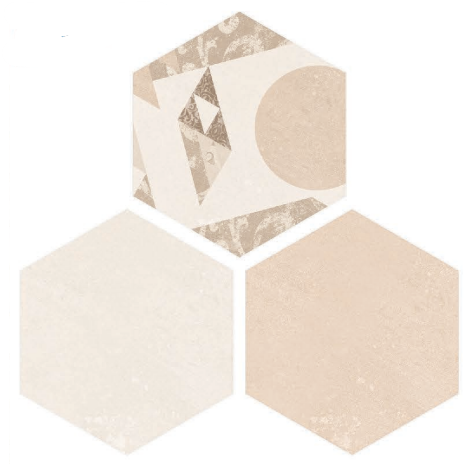 Hexagonal Wall Tile TL 05097 Geome Fellow Badami 12 x 10 inch Vitrified Matte Finish - 9 mm | Suitable for Living Room, Bedroom, Bathroom, Kitchen & Balcony | Image 1