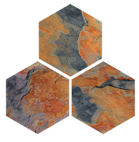 Hexagonal Wall Tile TL 05102 Geome Fellow Rock 12 x 10 inch Vitrified Matte Finish - 9 mm | Suitable for Living Room, Bedroom, Bathroom, Kitchen & Balcony | Image 1