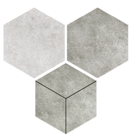 Hexagonal Wall Tile TL 05103 Geome Fellow Touch Gray 12 x 10 inch Vitrified Matte Finish - 9 mm | Suitable for Living Room, Bedroom, Bathroom, Kitchen & Balcony | Image 1
