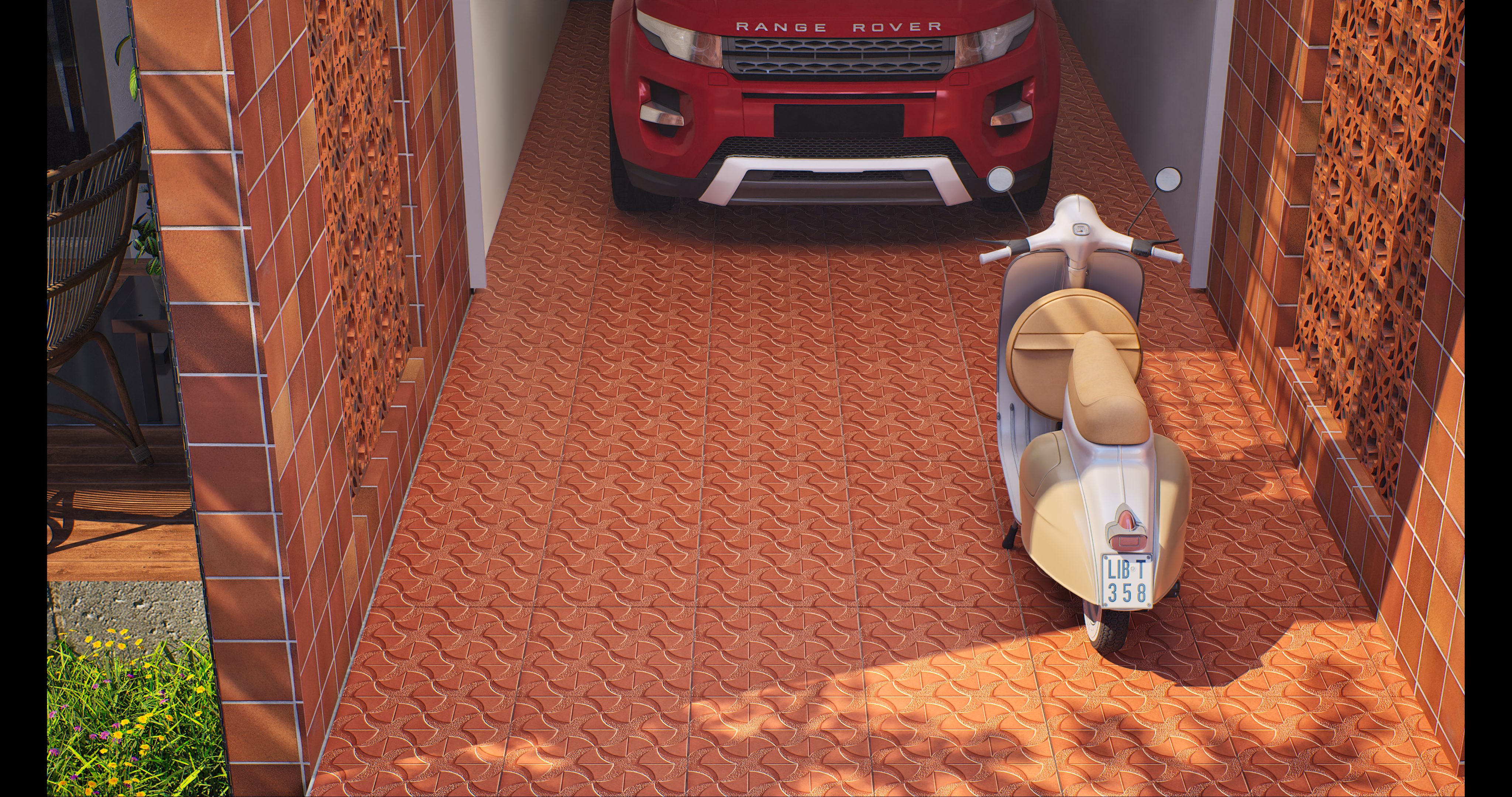 Product Application image of Red Florence Terracotta Punch look Tile in Parking