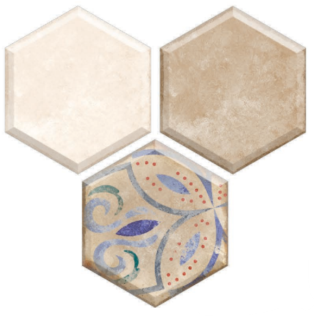 Hexagonal Wall Tile TL 05105 C Geome Framery Flora 12 x 10 inch Vitrified Matte Finish - 9 mm | Suitable for Living Room, Bedroom, Bathroom, Kitchen & Balcony | Image 1