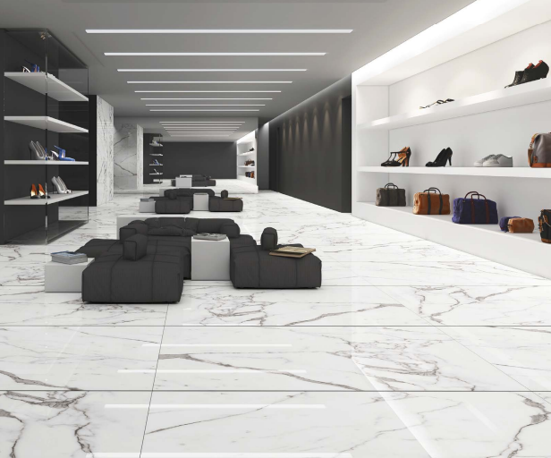 TL 03535 White Glossy Finish 6 ft x 4 ft Glazed Vitrified Floor Tile - 9 mm | Image 2