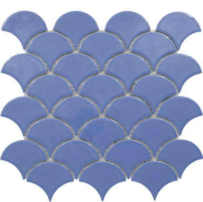 Subway Mosaic Wall Tile TL 05280 E Fishscale Azul Aqua 292 x 292 mm (Chip Size - 69.91x79.5 mm) Ceramic Glossy Finish - 8 mm | Suitable for Bathroom,Kitchen,Swimming Pool,Accent / Feature Walls | Image 1