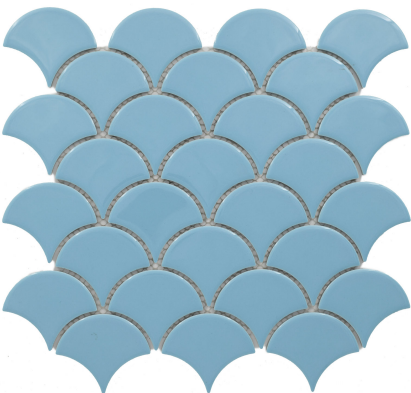 Subway Mosaic Wall Tile TL 05280 I Fishscale Azul Waves 292 x 292 mm (Chip Size - 69.91x79.5 mm) Ceramic Glossy Finish - 8 mm | Suitable for Bathroom,Kitchen,Swimming Pool,Accent / Feature Walls | Image 1