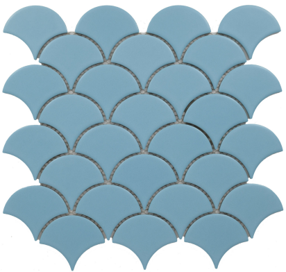 Subway Mosaic Wall & Floor Tile TL 05280 J Fishscale Azul Waves 292 x 292 mm (Chip Size - 69.91x79.5 mm) Ceramic Matte Finish - 8 mm | Suitable for Bathroom,Kitchen,Swimming Pool,Accent / Feature Walls | Image 1