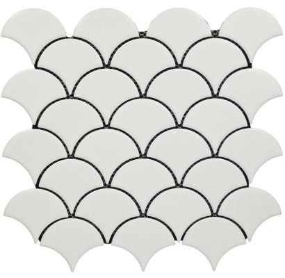 Subway Mosaic Wall & Floor Tile TL 05280 B Fishscale Bianco Bruno 292 x 292 mm (Chip Size - 69.91x79.5 mm) Ceramic Matte Finish - 8 mm | Suitable for Bathroom,Kitchen,Swimming Pool,Accent / Feature Walls | Image 1