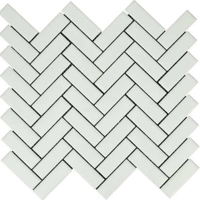 Subway Mosaic Wall & Floor Tile TL 05282 B Herringbone Zigs Blanco 280 x 280 mm (Chip Size - 23x72 mm) Ceramic Matte Finish - 8 mm | Suitable for Bathroom,Kitchen,Swimming Pool,Accent / Feature Walls | Image 1