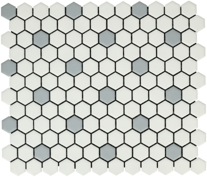 Subway Mosaic Wall & Floor Tile TL 05284 E Hexa Mosaico Grigio Cix 258.1 x 258.1 mm (Chip Size - 23x26.6 mm) Ceramic Matte Finish - 8 mm | Suitable for Bathroom,Kitchen,Swimming Pool,Accent / Feature Walls | Image 1