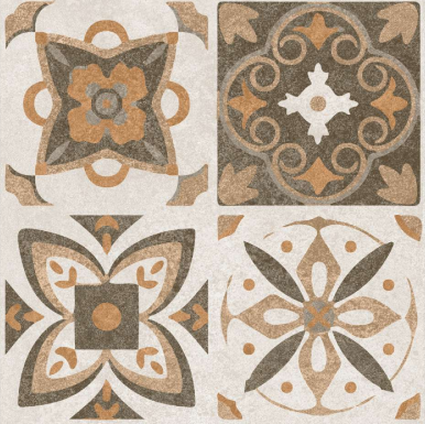 TL 00302 Brown & Orange Matte Finish 12 x 12 inch Moroccan Ceramic Glazed Vitrified Wall & Floor Tile - 12 mm | Image 1